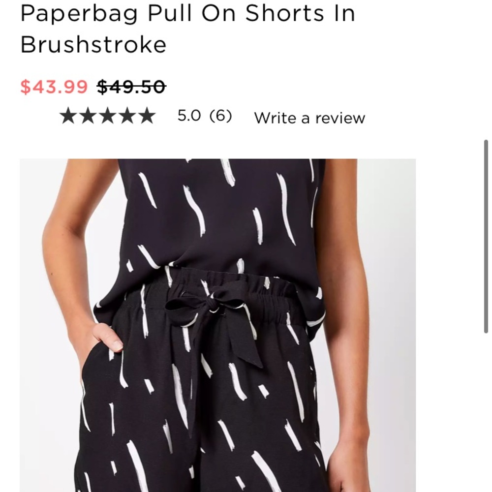 LOFT Paperbag shorts in brushstroke black medium